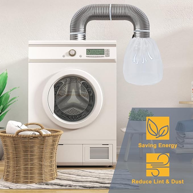 Flamorrow 2 Pack Dryer Vent Lint Bags, Indoor Outdoor Dryer Vent Lint Traps to Capture Lints and Dusts Form Ventless Dryers Vents, Lints Catcher and Filter Bags for Electric Clothes Dryers