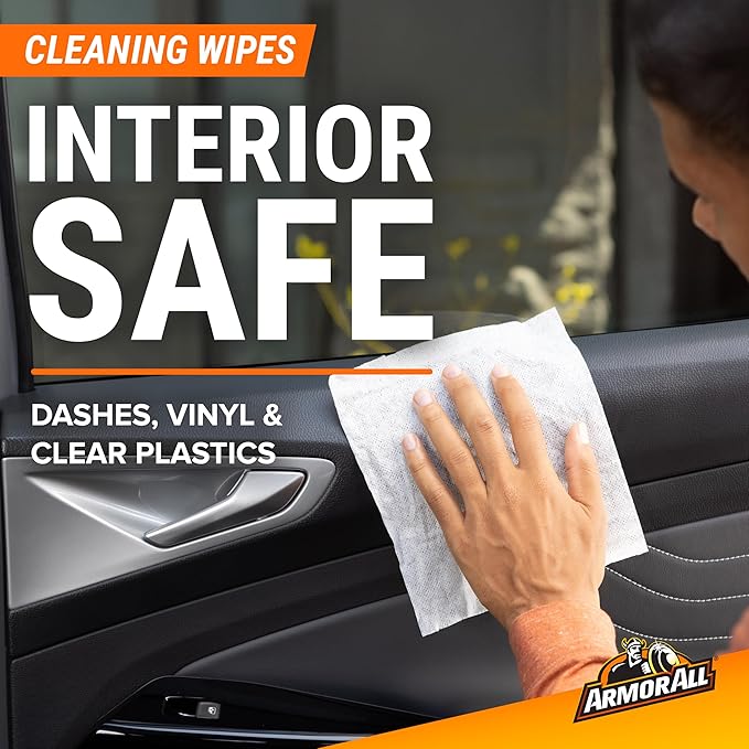 Armor All Car Cleaning Wipes and Protectant Wipes, Interior Car Wipes -50 Count (Pack of 2)