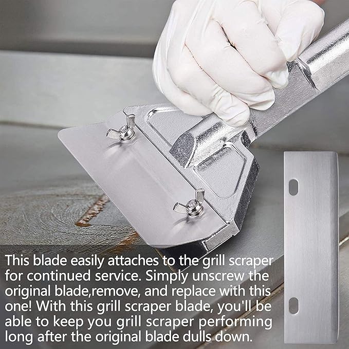 Grill Scrapers Blade Replacement, Edge Sharper Blades, Stainless Steel Heavy Duty Rust Grill Blades Outdoor BBQ Tools & Accessories Blades (6 Pack)