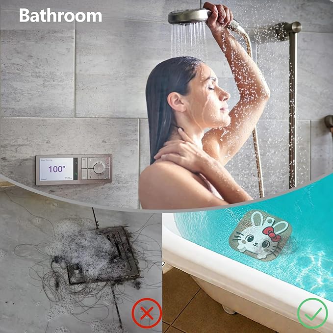 2-in-1 Shower Drain Hair Catcher & Bathtub Drain Cover, Odor-Proof Silicone Hair Stopper for Bathroom, Tub, Sink, Kitchen, Laundry - Prevents Clogs and Unpleasant Smells (1, Pink)