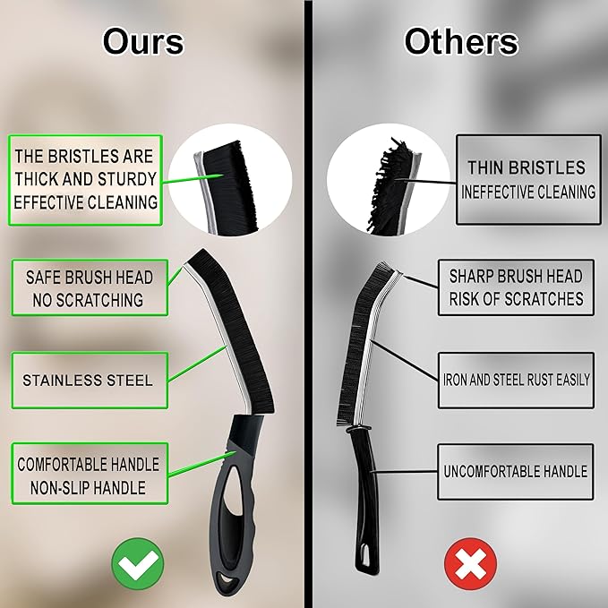 Crevice Cleaning Brush for Deep Cleaning Bathroom Tile, Kitchen Sink and Window Tracks, Multi-Purpose Hard Bristle Cleaning Brush for Household Use, Cleaning Brushes Small Spaces, Gap Cleaning Tool