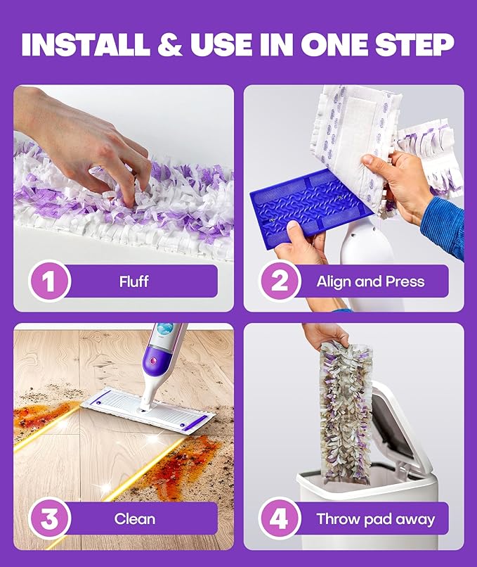 5X Cleaning Power Multi-Surface Mop Pad Refills, Compatible with Swiffer Power Mop Pads, for Cleaning Hardwood, Tile, Laminate, Vinyl Floors, Fragrance-Free (12 Count)