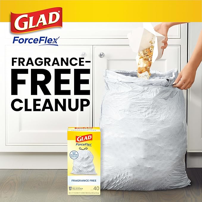 Glad ForceFlex Tall Kitchen Drawstring Trash Bags,13 Gal,Fragrance Free,110 Ct (Package May Vary),(Pack of 3)
