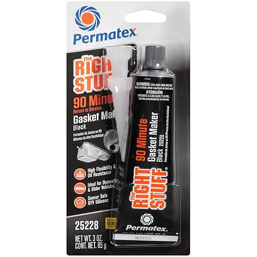 Permatex 25228 The Right Stuff 90 Minute Black Gasket Maker, 3 oz, 1 Count (Pack of 1)