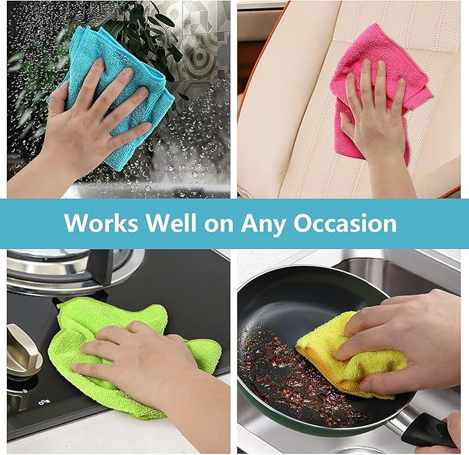 HOMEXCEL Microfiber Cleaning Cloth 600 Pack, Microfiber Towel for Cars, Lint Free, Scratch-Free, Highly Absorbent, and Cleaning Rags for House, Window and Glass, Cars, TV Screen 11.5 X11.5 inch
