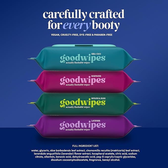 goodwipes Flushable Wipes Bulk Pack, Cedar Adult Wet Wipes for Women & Men, Sewer & Septic Safe, Toilet & Bathroom Essentials, Extra Large, 418 Count (8 Packs and 1 Travel Pack)