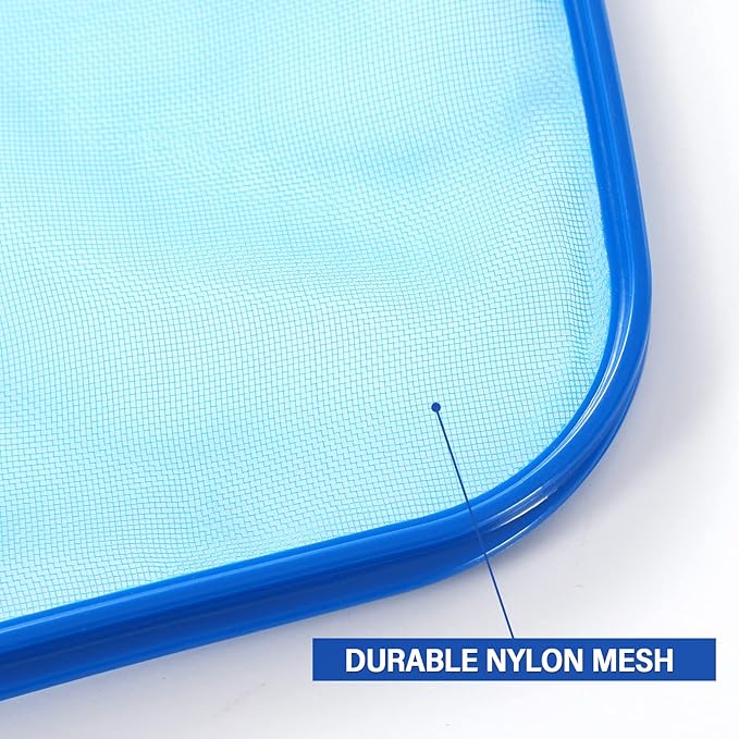 Pool Skimmer - Pool Net with Solid Plastic Frame, Skimmer Net with Fine Mesh Net, Pool Net for Cleaning Leaf of Swimming Pools, Spas, Hot Tubs and Fountains