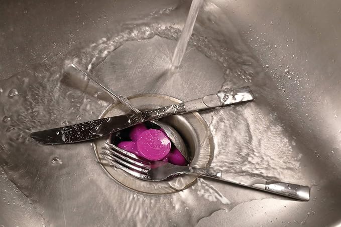 Danco 10762A | Disposal Genie II Garbage Disposal Strainer and Stopper, Kitchen Sink Drain Splash Guard with Food Scraper, Fuchsia, 1-Pack