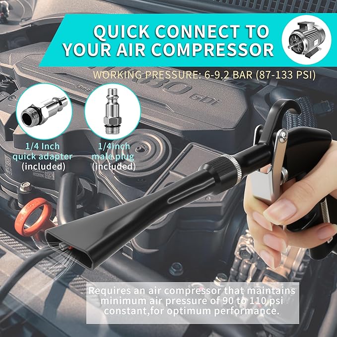 GOCCIDA Tornado Air Cleaning Gun Interior Car Detailing Tools for Car Quickly Blasts Dirt and Dust Works with Air Compressor(Upgraded Design with Focused Nozzle)