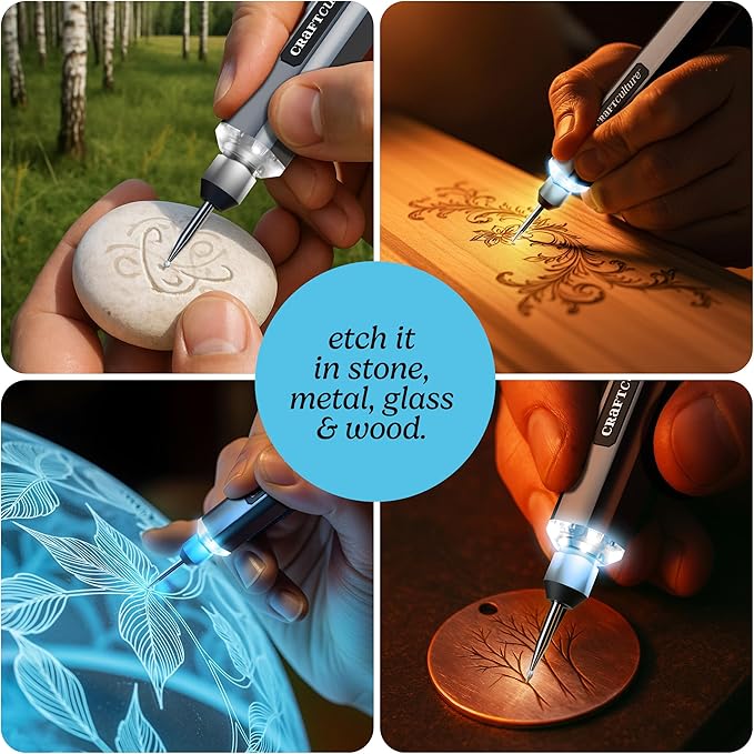 EtchMate Engraving Pen for Metal, Wood, Glass, Plastic & All Materials - Cool Birthday Gift Ideas - Engraver Pen Tool - Teen Boy Gifts - Unique Gifts for Women, Teenage Girl - Craft Kits for Adults