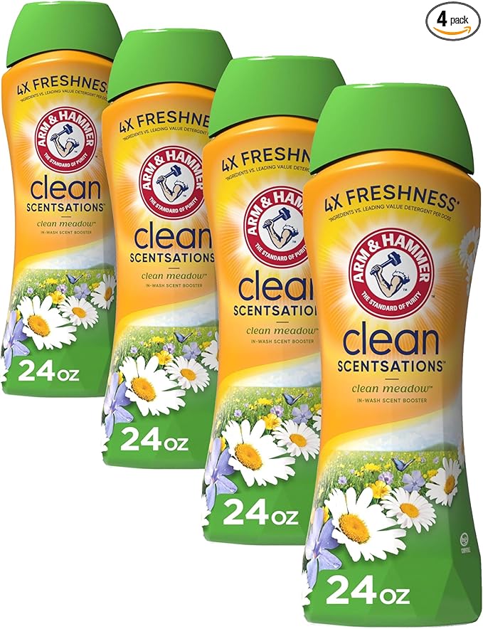 ARM & HAMMER Clean Scentsations In-Wash Scent Booster,Laundry Scent Booster Clean Meadow-scent,24 Oz,(Pack of 4)
