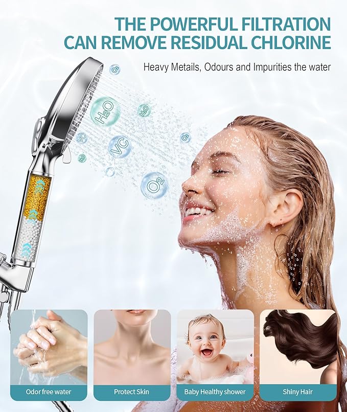 SR SUN RISE Shower Filter for Handheld Shower Head, NSF Certified 8 Pack Replacement Filters for Hard Water Remove Chlorine and Harmful Substances Only Fits SR SUN RISE Shower Head