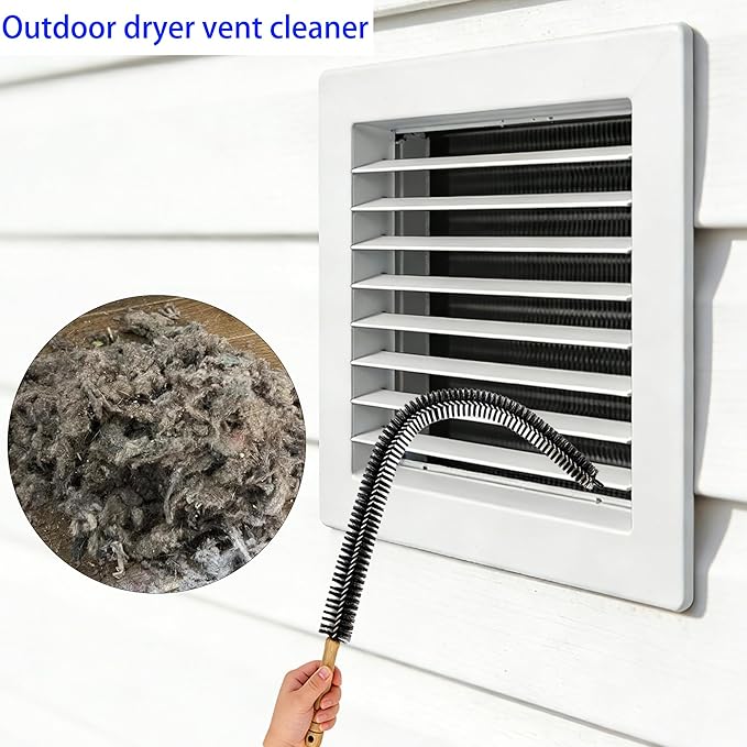 Full-Bristle Dryer Vent Cleaner Brush - 29.52 Inch Flexible Lint Brush for Dryer Vent, Refrigerator Coil Cleaning Brush, Long Handle Dust & Pet Hair Remover for Trap and Duct, Home Essential