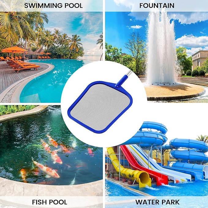 Pool Skimmer - Pool Skimmer Net with 5 Section Adjustable Telescopic Aluminum Pole, 23''- 60'', Pool Net Skimmer Rake with Ultra Fine Mesh , Pool Leaf Skimmer for Swimming Pools, Spas, Hot Tubs