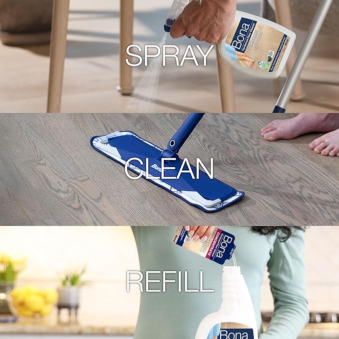 Bona® Hardwood Floor Cleaner Spray - 32 fl oz - Unscented - Includes Filled Bottle + Concentrate Refill for Hardwood Floor Cleaning