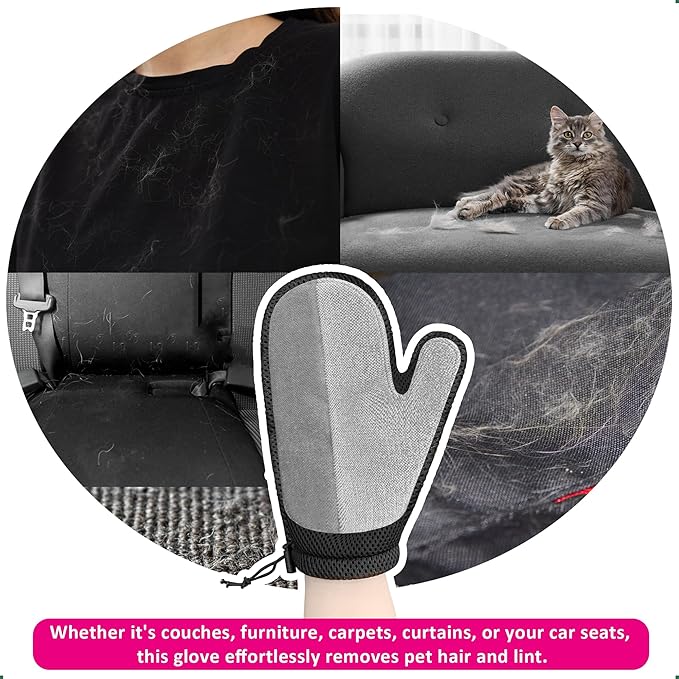 Double-Sided Pet Hair Remover Glove | Enhanced Electrostatic Adsorption | for Couch, Furniture, Carpet, Curtain Pet Fur Cleaner | Reusable Cat & Dog Hair Removal Tool