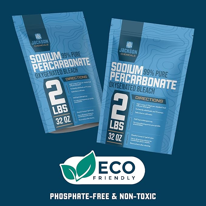 Sodium Percarbonate 2 lb – Chlorine-Free Laundry Booster, Eco-Friendly Stain & Odor Remover, Multipurpose Cleaner - Oxygenated Bleach Powder