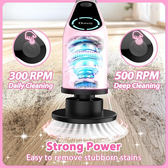 Electric Spin Scrubber, Cordless Cleaning Brush, Shower Scrubber with 8 Replaceable Brush Head, Power Cleaning Brush with Extension Handle, 2 Adjustable Speed, for Bathtub Tile Floor