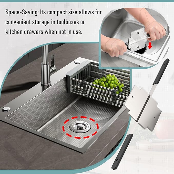 Waste Drain Tool for 3 Tier Sink in Commercial Kitchens, Fit Twist and Lever Waste Drains Drain Installation and Removal Tool