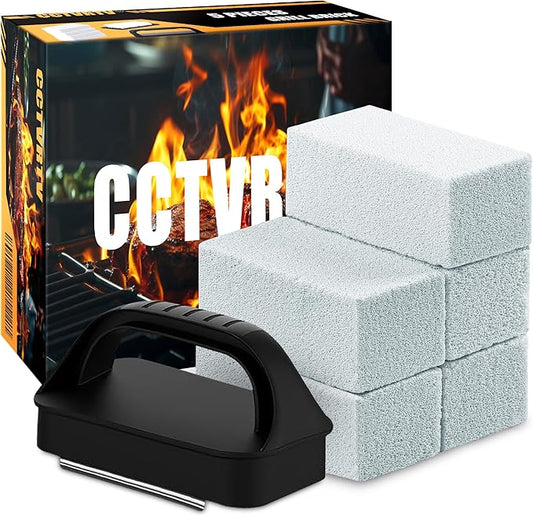 Heavy Duty Griddle Cleaning Brick with Handle, Grill Cleaner for Cleaning Flat top, Pumice Griddle Cleaning Stone Removing Stains for BBQ, Swimming Pool, Sink (5 Pack)