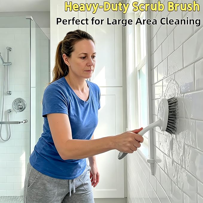 Scrub Brush for Cleaning-3 Pack Heavy-Duty Scrub Brushes Set Shower Scrubber Brush,Grout Brush,Scrubbing Brush with Stiff Bristles for Bathroom,Bathtub,Tile,Floor,Grout,Sink,Swimming Pool