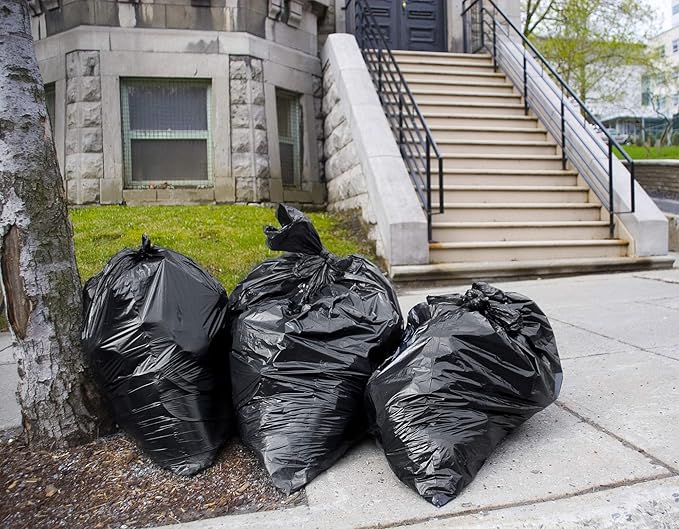 Tasker 55 Gallon Trash Bags | Value 50 Trash Bags w/Ties | Heavy Duty Extra Large Industrial Trash Bags 55 Gallon, Lawn and Leaf Bags, Extra Large Outdoor Contractor Trash Can Liners, 50-60 Gallon