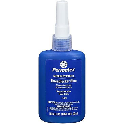 Permatex 24283 Medium Strength Threadlocker Blue, 90 ml, Automotive Threadlocker For Preventing Bolts From Loosening And Corrosion, Removable With Hand Tools