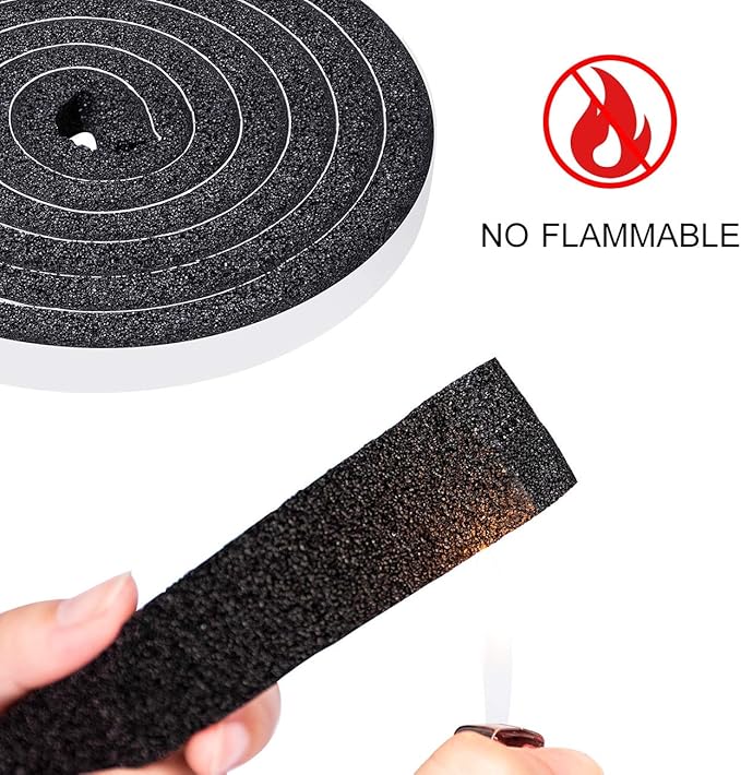 TORRAMI Open Cell Foam Weather Stripping Tape 1/2 Inch W X 3/8 Inch T, High Resilience Adhesive Seal Insulating Strip for Door and Windows Total 13 Feet (2 Rolls of 6.5 Ft Each)