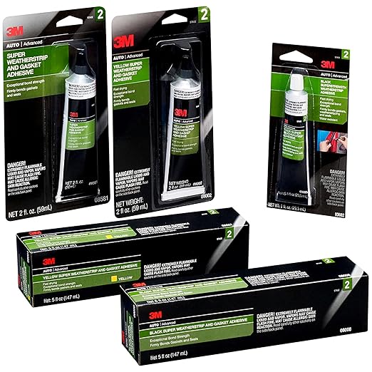 3M Super Weatherstrip and Gasket Adhesive, 08001, Yellow, 5 fl oz Tube, 1 Per Pack