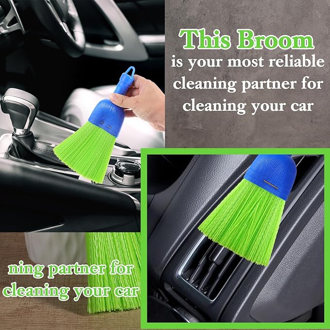 4 Pcs Whisk Broom Poly Fiber Handheld Brush Hand Brush Outdoor Car Broom with Hang Hole for Cleaning Indoor Porches Floors Decks Driveways Dirt Dust