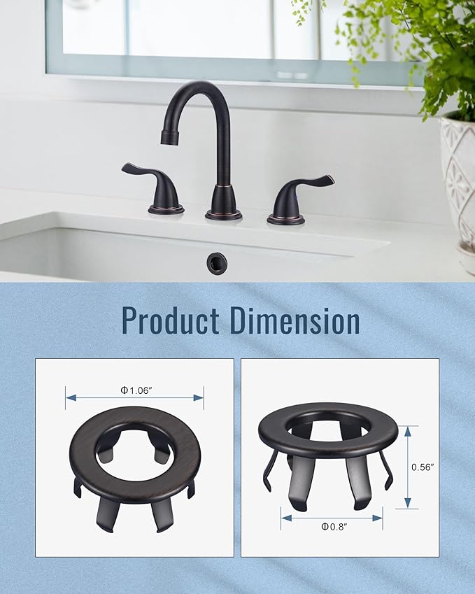 ARCORA Bathroom Sink Overflow Ring: Oil Rubbed Bronze 2 Pack Solid Brass Bathroom Vessel Sink Overflow Cover Basin Trim Ring Hole Insert Caps