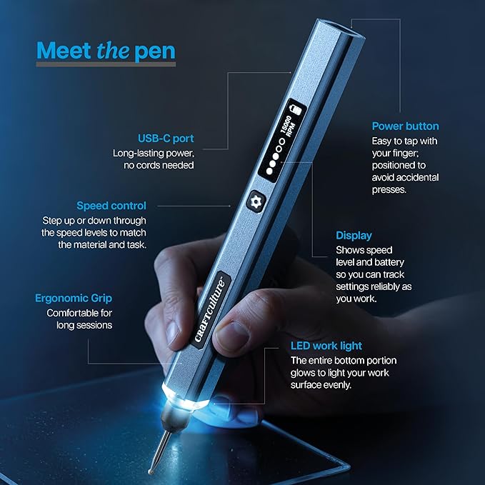 EtchMate Engraving Pen for Metal, Wood, Glass, Plastic & All Materials - Cool Birthday Gift Ideas - Engraver Pen Tool - Teen Boy Gifts - Unique Gifts for Women, Teenage Girl - Craft Kits for Adults