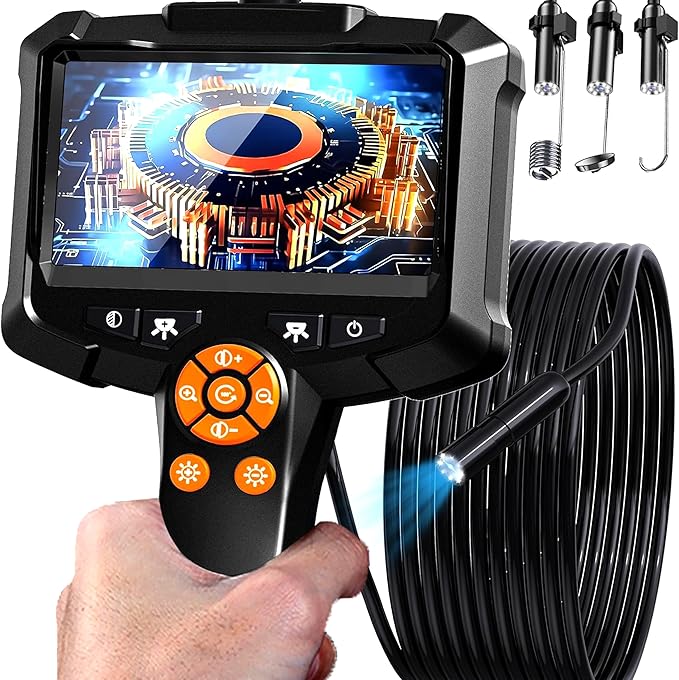 Daxiongmao Endoscope Camera with Light, 1080P HD Borescope with 8 Adjustable Lights, IP67 Waterproof Snake Camera, Ideal for Inspecting Walls, Vents, Automotive Engines, Pipes - Tool for Men (16.4 ft)