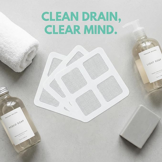 Disposable Shower Drain Hair Catcher, 50 Pack Adhesive Mesh Drain Covers for Shower, Bathtub, Bathroom Sink & Laundry – Peel and Stick Drain Strainer, Waterproof, Fast Drainage, Prevents Hair Clogs