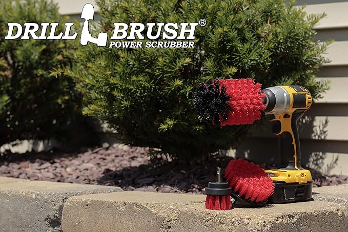 Outdoor Cleaning Brushes - Garage Drill Powered Cleaning Brush Kit - Concrete Scrubber Brush Set - Concrete Stain Remover Brush Set - Deck Cleaning Scrub Brush - Home Lawn Equipment Cleaning Tools