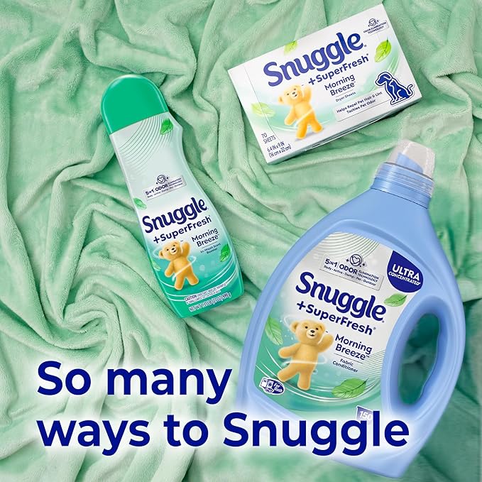 Snuggle SuperFresh Fabric Softener Liquid,Ultra Concentrated,78.8 Oz,150 Medium Loads,Morning Breeze Fabric Conditioner,Lasting Scent,Fights Stubborn Odors,Softens,Reduces Static&Wrinkles,(Pack of 2)