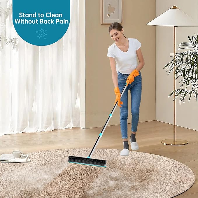 Carpet Rake for Pet Hair Removal (3 Pack),Dog Cat Fur Remover Rubber Broom,Carpet Rake - 60" Long Handle Lint Shaver Cleaner Tools,Scraper Brush for Carpet,Rug,Car Mat,Couch,Pet Bed,Furniture