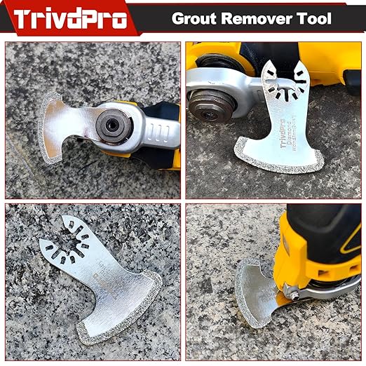 Grout Removal Tool Blade for Oscillating-Tool - TrivdPro 14pcs Grout Remover Diamond Oscillating Blade for Tile, Concrete, Masonry, Cleaning Mortar