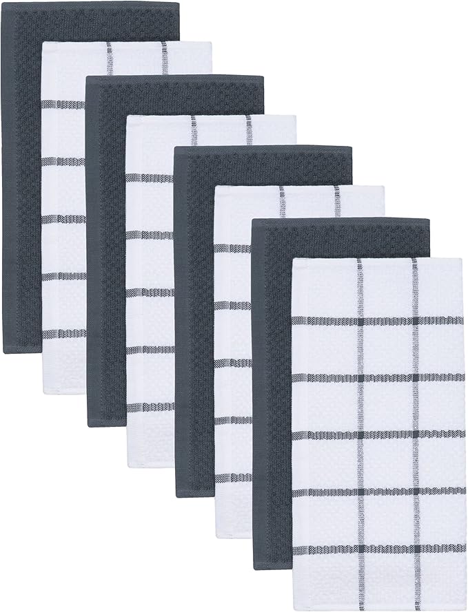 Cotton Cleaning Rags Terry Dish Cloths for Washing Dishes, Set of 8 Dish Rags for Cleaning, Light and Soft Dish Towels for Kitchen Drying Dishes, 12 Inch x 12 Inch (Grey Set)