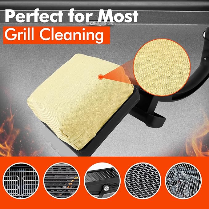 Grill Brush Bristle Free for Outdoor Grill Steam Grill Cleaning Brush Replaceable Head Safe BBQ Cleaner Brush with Durable Scraper for Cast Iron or Stainless-Steel Grates Griddle Scrubber