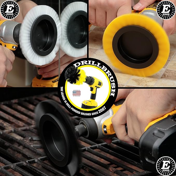 Variety Multi-Function Rotating Crevice Cleaning Brush Set - Car Detailing Kit - Bathroom & Grill Ultra Stiff Crevice Brush - Yellow, White, and Black Gap Brush for Cleaning