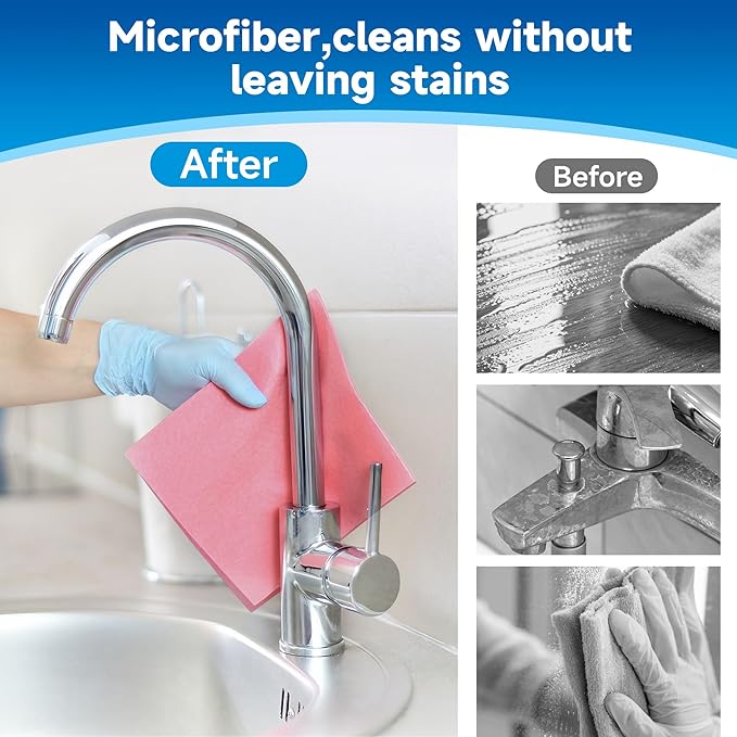 12 Pcs Cleaning Dish Cloths, Microfiber Streak Free Cleaning Cloths Reuseable Cleaning Wipes Rag for Windows Glass Mirror Car (Mix-Color)