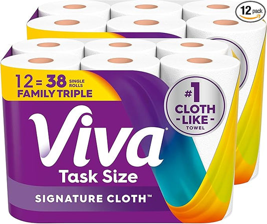 Viva Signature Cloth Paper Towels, Task Size, 12 Family Triple Rolls, 141 Sheets per Roll (Packaging May Vary)