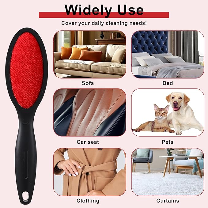 2 Pcs Lint Brushes for Clothes, Dual Sided Lint Brush, Reusable Lints Remover Tool, Dryer Lints Brush for Pet Hair Sheet Carpet Furniture Fabric
