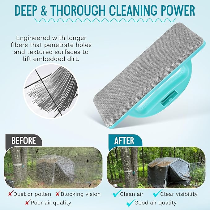 Mesh Screen Cleaner with 2 Pack Track Cleaner Tool Includes Detachable, Dual Use Wet and Dry Window Screen Brush for Easy, Efficient Cleaning