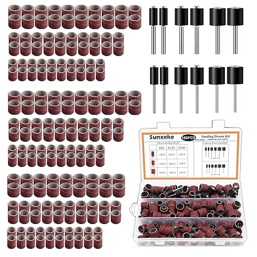 Sanding Drum Set for Most Rotary Tools-Includes 138 Aluminum Oxide Sanding Sleeves for Drum Sanders (80,120,240 Grit) and 12 Drum Mandrels-Sanding Bits Tool Accessories with Box