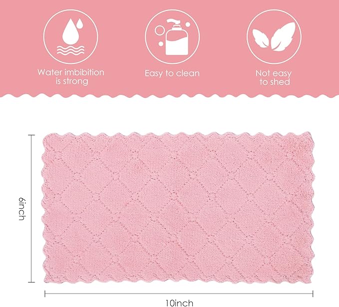 Rachan 11Pack Kitchen Dish Cloths, Reusable Dish Towels, Nonstick Oil Washable Fast Drying, Super Absorbent Coral Velvet Cleaning Cloths for Cleaning Tableware, Kitchen, Bathroom (Purple-grey10 x 6")