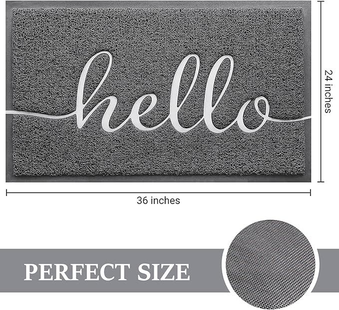 Door Mat (36"x24",Dark Grey), Welcome Mat Low Profile Front Doormat Non Slip Mats for Entryway, Patio, High Traffic Areas