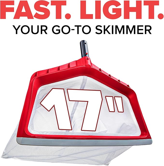 Pool Skimmer Net for Leaves - Leaf Rake for Pool Cleaning // Swimming Pool Leaf Net - Heavy Duty, Large Capacity Pool Rake // Liner Safe Rubber Edge Pool Rake for Pools (Pole Sold Separately)