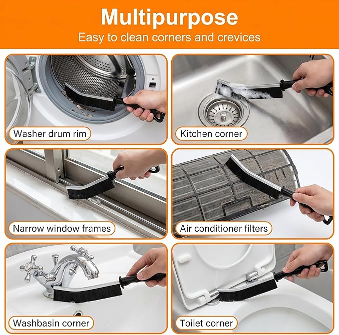 Crevice Cleaning Brush Hard Bristled Grout Brush Multifunctional Gap Cleaning Tool Dead Corners Brushes Bathroom Kitchen Tiles Window Door Slots Sink Track Shower Scrub Cleaner Home Tool Sets 4 Pack